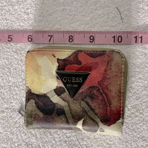 Vintage Y2K Guess Multicolour Watercolour Print Wallet with Guess Logo - Picture 9 of 15
